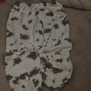 Nike White and Gray Tie-Dye Track Pants